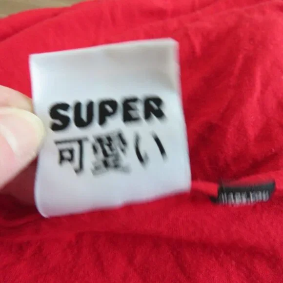 VINTAGE Y2K HARAJUKU LOVERS Red Stretch Logo Ruched Tunic Dress  - Size L - Picture 14 of 14